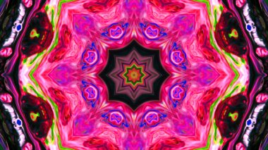 Soyut boya fırça mürekkep patlayabilir formanın düzgün kavramı simetrik desen süs dekoratif Kaleidoscope hareketi geometrik daire ve yıldız şekli