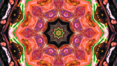 Soyut boya fırça mürekkep patlayabilir formanın düzgün kavramı simetrik desen süs dekoratif Kaleidoscope hareketi geometrik daire ve yıldız şekli