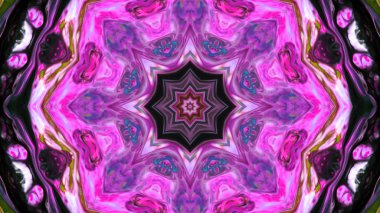 Soyut boya fırça mürekkep patlayabilir formanın düzgün kavramı simetrik desen süs dekoratif Kaleidoscope hareketi geometrik daire ve yıldız şekli