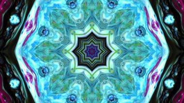 Soyut boya fırça mürekkep patlayabilir formanın düzgün kavramı simetrik desen süs dekoratif Kaleidoscope hareketi geometrik daire ve yıldız şekli