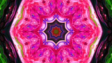 Soyut boya fırça mürekkep patlayabilir formanın düzgün kavramı simetrik desen süs dekoratif Kaleidoscope hareketi geometrik daire ve yıldız şekli