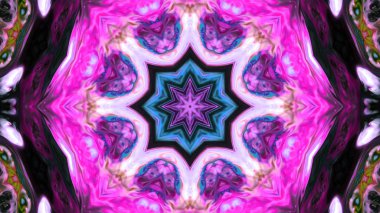 Soyut boya fırça mürekkep patlayabilir formanın düzgün kavramı simetrik desen süs dekoratif Kaleidoscope hareketi geometrik daire ve yıldız şekli