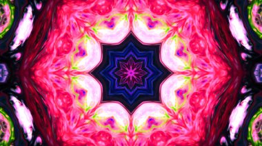 Soyut boya fırça mürekkep patlayabilir formanın düzgün kavramı simetrik desen süs dekoratif Kaleidoscope hareketi geometrik daire ve yıldız şekli