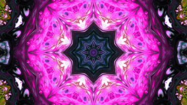 Soyut boya fırça mürekkep patlayabilir formanın düzgün kavramı simetrik desen süs dekoratif Kaleidoscope hareketi geometrik daire ve yıldız şekli