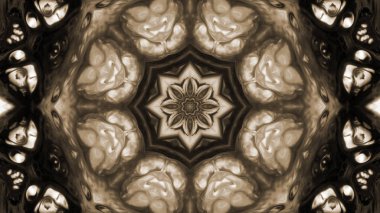 Soyut boya fırça mürekkep patlayabilir formanın düzgün kavramı simetrik desen süs dekoratif Kaleidoscope hareketi geometrik daire ve yıldız şekli