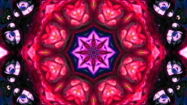 Soyut boya fırça mürekkep patlayabilir formanın düzgün kavramı simetrik desen süs dekoratif Kaleidoscope hareketi geometrik daire ve yıldız şekli