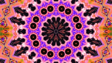 Soyut boya fırça mürekkep patlayabilir formanın düzgün kavramı simetrik desen süs dekoratif Kaleidoscope hareketi geometrik daire ve yıldız şekli