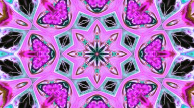 Soyut boya fırça mürekkep patlayabilir formanın düzgün kavramı simetrik desen süs dekoratif Kaleidoscope hareketi geometrik daire ve yıldız şekli