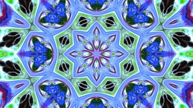 Soyut boya fırça mürekkep patlayabilir formanın düzgün kavramı simetrik desen süs dekoratif Kaleidoscope hareketi geometrik daire ve yıldız şekli