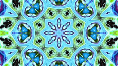 Soyut boya fırça mürekkep patlayabilir formanın düzgün kavramı simetrik desen süs dekoratif Kaleidoscope hareketi geometrik daire ve yıldız şekli