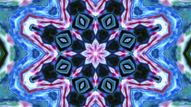 Soyut boya fırça mürekkep patlayabilir formanın düzgün kavramı simetrik desen süs dekoratif Kaleidoscope hareketi geometrik daire ve yıldız şekli