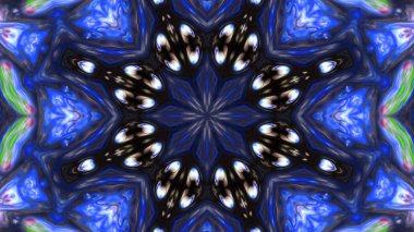 Soyut boya fırça mürekkep patlayabilir formanın düzgün kavramı simetrik desen süs dekoratif Kaleidoscope hareketi geometrik daire ve yıldız şekli