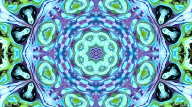 Soyut boya fırça mürekkep patlayabilir formanın düzgün kavramı simetrik desen süs dekoratif Kaleidoscope hareketi geometrik daire ve yıldız şekli