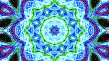 Soyut boya fırça mürekkep patlayabilir formanın düzgün kavramı simetrik desen süs dekoratif Kaleidoscope hareketi geometrik daire ve yıldız şekli