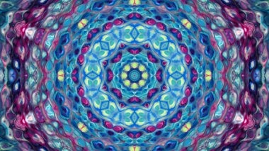 Soyut boya fırça mürekkep patlayabilir formanın düzgün kavramı simetrik desen süs dekoratif Kaleidoscope hareketi geometrik daire ve yıldız şekli