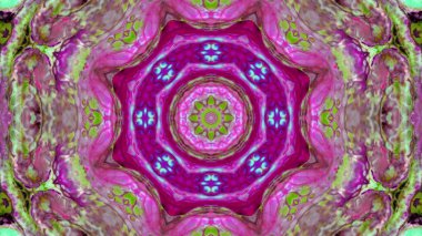 Soyut boya fırça mürekkep patlayabilir formanın düzgün kavramı simetrik desen süs dekoratif Kaleidoscope hareketi geometrik daire ve yıldız şekli