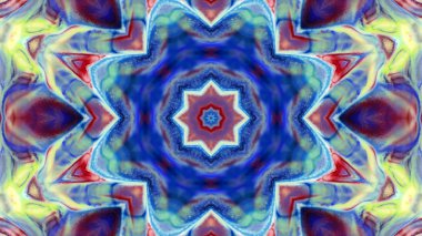 Soyut boya fırça mürekkep patlayabilir formanın düzgün kavramı simetrik desen süs dekoratif Kaleidoscope hareketi geometrik daire ve yıldız şekli