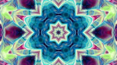 Soyut boya fırça mürekkep patlayabilir formanın düzgün kavramı simetrik desen süs dekoratif Kaleidoscope hareketi geometrik daire ve yıldız şekli