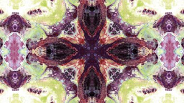 Soyut boya fırça mürekkep patlayabilir formanın düzgün kavramı simetrik desen süs dekoratif Kaleidoscope hareketi geometrik daire ve yıldız şekli