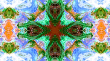 Soyut boya fırça mürekkep patlayabilir formanın düzgün kavramı simetrik desen süs dekoratif Kaleidoscope hareketi geometrik daire ve yıldız şekli