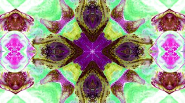 Soyut boya fırça mürekkep patlayabilir formanın düzgün kavramı simetrik desen süs dekoratif Kaleidoscope hareketi geometrik daire ve yıldız şekli