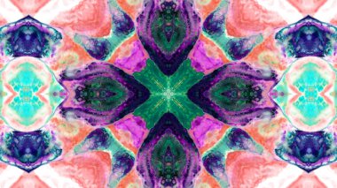 Soyut boya fırça mürekkep patlayabilir formanın düzgün kavramı simetrik desen süs dekoratif Kaleidoscope hareketi geometrik daire ve yıldız şekli