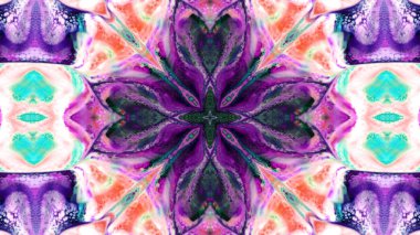 Soyut boya fırça mürekkep patlayabilir formanın düzgün kavramı simetrik desen süs dekoratif Kaleidoscope hareketi geometrik daire ve yıldız şekli