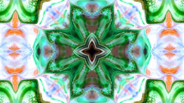 Soyut boya fırça mürekkep patlayabilir formanın düzgün kavramı simetrik desen süs dekoratif Kaleidoscope hareketi geometrik daire ve yıldız şekli