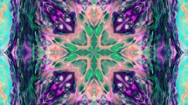 Soyut boya fırça mürekkep patlayabilir formanın düzgün kavramı simetrik desen süs dekoratif Kaleidoscope hareketi geometrik daire ve yıldız şekli