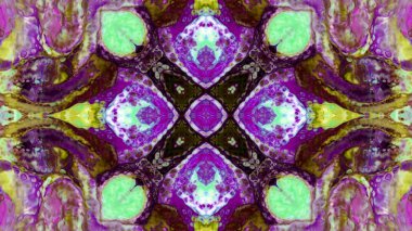 Soyut boya fırça mürekkep patlayabilir formanın düzgün kavramı simetrik desen süs dekoratif Kaleidoscope hareketi geometrik daire ve yıldız şekli