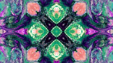 Soyut boya fırça mürekkep patlayabilir formanın düzgün kavramı simetrik desen süs dekoratif Kaleidoscope hareketi geometrik daire ve yıldız şekli