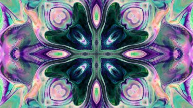 Soyut boya fırça mürekkep patlayabilir formanın düzgün kavramı simetrik desen süs dekoratif Kaleidoscope hareketi geometrik daire ve yıldız şekli