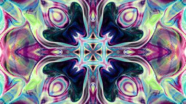 Soyut boya fırça mürekkep patlayabilir formanın düzgün kavramı simetrik desen süs dekoratif Kaleidoscope hareketi geometrik daire ve yıldız şekli