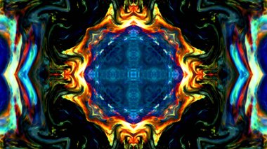 Soyut boya fırça mürekkep patlayabilir formanın düzgün kavramı simetrik desen süs dekoratif Kaleidoscope hareketi geometrik daire ve yıldız şekli