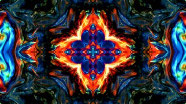 Soyut boya fırça mürekkep patlayabilir formanın düzgün kavramı simetrik desen süs dekoratif Kaleidoscope hareketi geometrik daire ve yıldız şekli