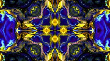 Soyut boya fırça mürekkep patlayabilir formanın düzgün kavramı simetrik desen süs dekoratif Kaleidoscope hareketi geometrik daire ve yıldız şekli