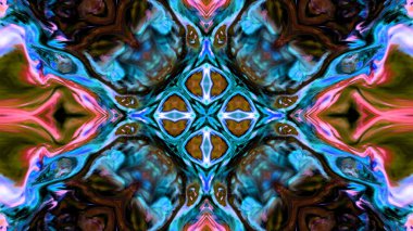 Soyut boya fırça mürekkep patlayabilir formanın düzgün kavramı simetrik desen süs dekoratif Kaleidoscope hareketi geometrik daire ve yıldız şekli