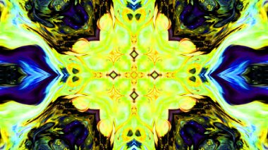 Soyut boya fırça mürekkep patlayabilir formanın düzgün kavramı simetrik desen süs dekoratif Kaleidoscope hareketi geometrik daire ve yıldız şekli