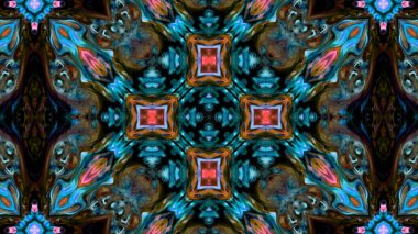 Soyut boya fırça mürekkep patlayabilir formanın düzgün kavramı simetrik desen süs dekoratif Kaleidoscope hareketi geometrik daire ve yıldız şekli