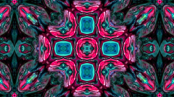 Soyut boya fırça mürekkep patlayabilir formanın düzgün kavramı simetrik desen süs dekoratif Kaleidoscope hareketi geometrik daire ve yıldız şekli