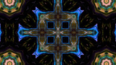 Soyut boya fırça mürekkep patlayabilir formanın düzgün kavramı simetrik desen süs dekoratif Kaleidoscope hareketi geometrik daire ve yıldız şekli