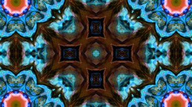 Soyut boya fırça mürekkep patlayabilir formanın düzgün kavramı simetrik desen süs dekoratif Kaleidoscope hareketi geometrik daire ve yıldız şekli