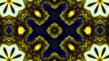 Soyut boya fırça mürekkep patlayabilir formanın düzgün kavramı simetrik desen süs dekoratif Kaleidoscope hareketi geometrik daire ve yıldız şekli