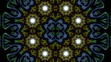 Soyut boya fırça mürekkep patlayabilir formanın düzgün kavramı simetrik desen süs dekoratif Kaleidoscope hareketi geometrik daire ve yıldız şekli