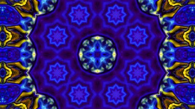 Soyut boya fırça mürekkep patlayabilir formanın düzgün kavramı simetrik desen süs dekoratif Kaleidoscope hareketi geometrik daire ve yıldız şekli