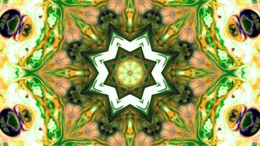 Soyut boya fırça mürekkep patlayabilir formanın düzgün kavramı simetrik desen süs dekoratif Kaleidoscope hareketi geometrik daire ve yıldız şekiller