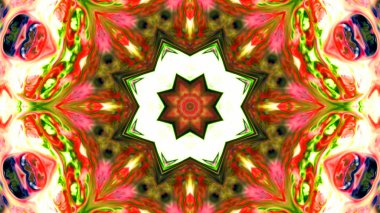 Soyut boya fırça mürekkep patlayabilir formanın düzgün kavramı simetrik desen süs dekoratif Kaleidoscope hareketi geometrik daire ve yıldız şekiller