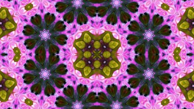 Soyut boya fırça mürekkep patlayabilir formanın düzgün kavramı simetrik desen süs dekoratif Kaleidoscope hareketi geometrik daire ve yıldız şekiller