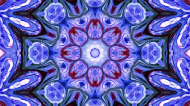 Soyut boya fırça mürekkep patlayabilir formanın düzgün kavramı simetrik desen süs dekoratif Kaleidoscope hareketi geometrik daire ve yıldız şekiller