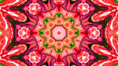 Soyut boya fırça mürekkep patlayabilir formanın düzgün kavramı simetrik desen süs dekoratif Kaleidoscope hareketi geometrik daire ve yıldız şekiller